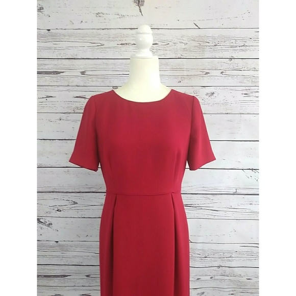 J. Crew Crepe red short sleeve back zipper dress - Picture 3 of 8